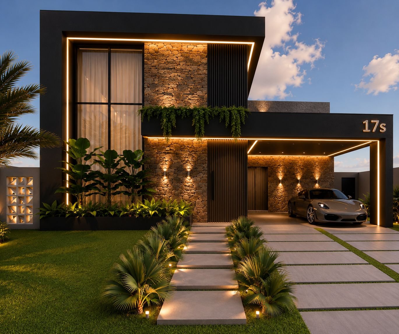 Fachada de casa contemporânea